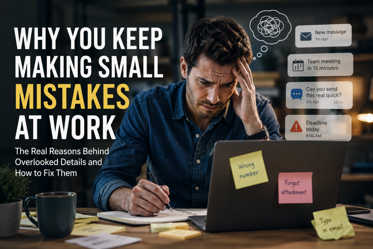Professional making small mistakes at work due to mental fatigue