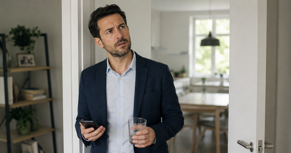 Person wondering why they forget what they were about to do after walking into a room