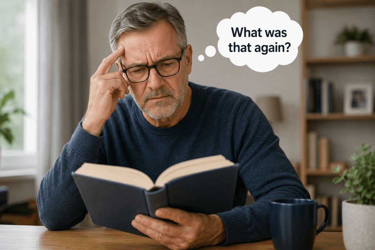 Adult over 50 trying to remember new information while reading