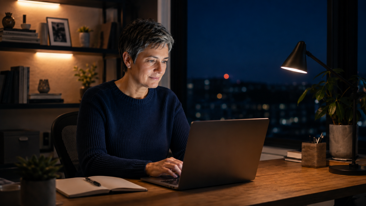 Person concentrating at night and wondering why their brain works better at night