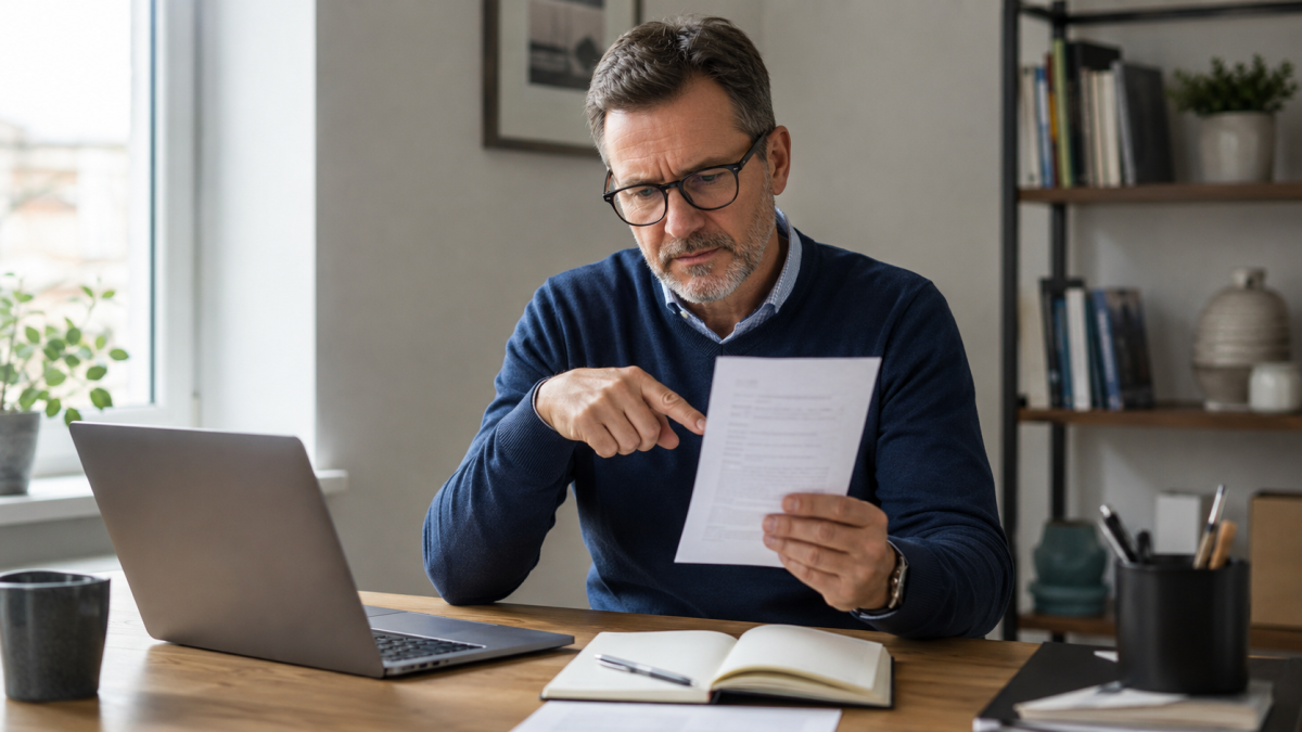 Person rereading the same sentence while struggling to concentrate